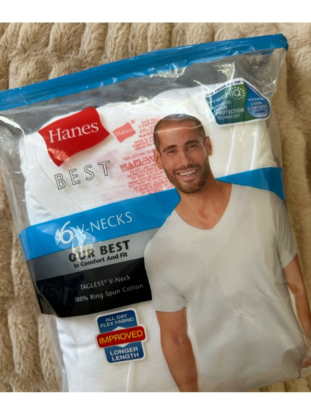 Hanes Men’s White V-Neck Undershirts - 6 Pack - Picture 1 of 4